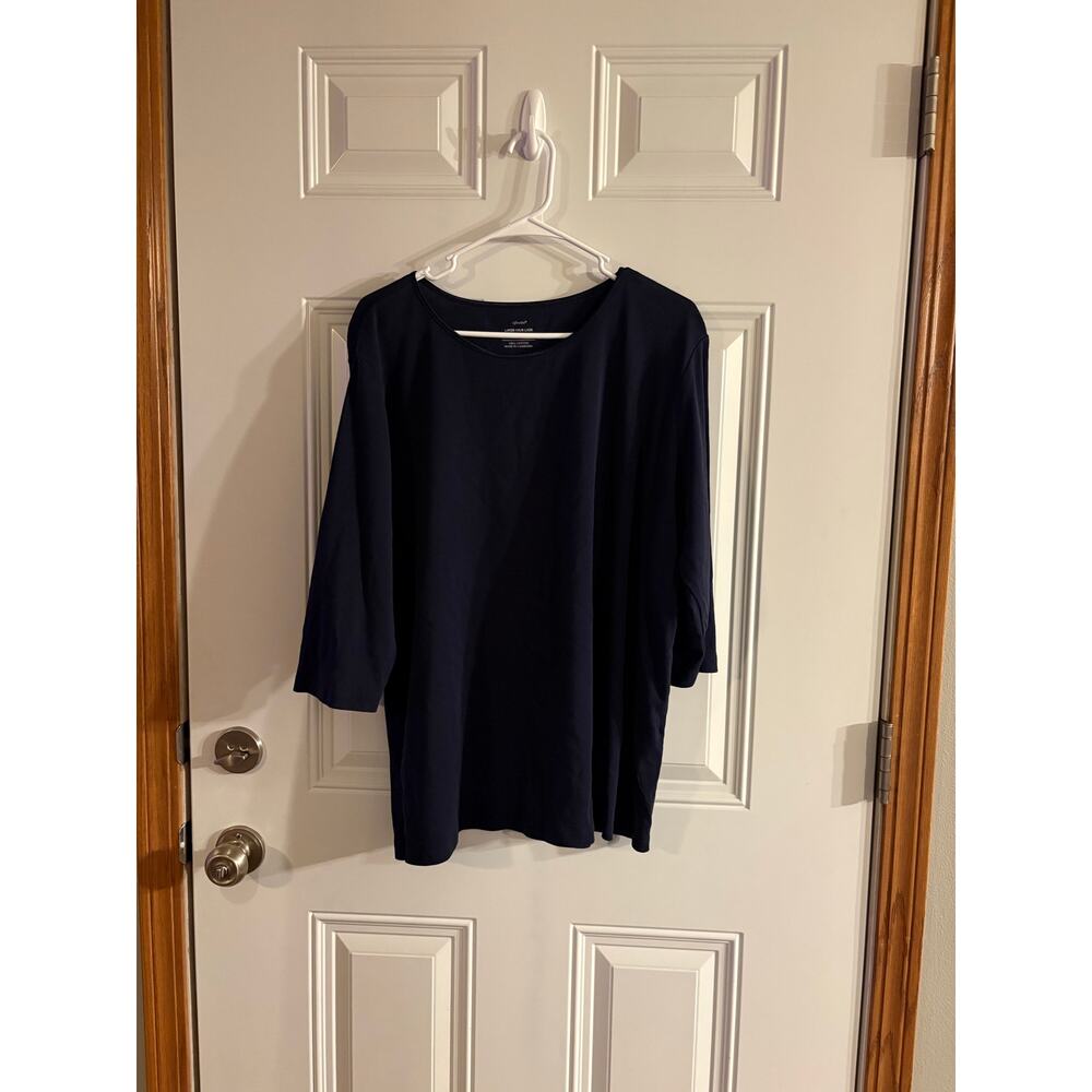 CJ Banks Navy Blue 3/4 Sleeve Tshirt 100% Cotton Size 3X